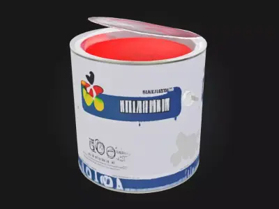 Red Paint Can Realistic Container Model for Workshop 3D model