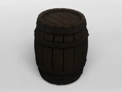 Medieval Wooden Barrel with Fleur-de-Lis Emblem 3D model