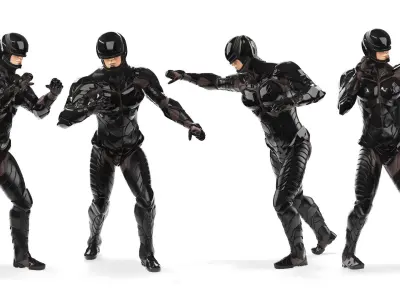 Space Soldier in Black Armor Rigged 3D model