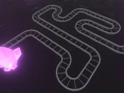 Rail track and tiles Low-poly 3D model