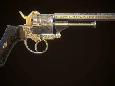 LEFAUCHEUX - Vintage Revolver Steel Low-poly 3D model