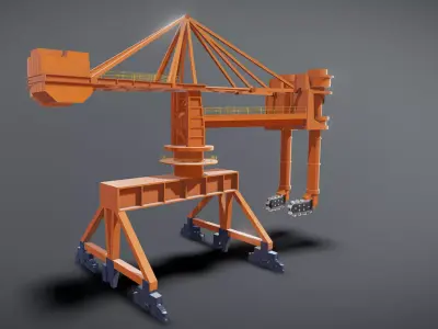 Port transportation crane animation 3D model