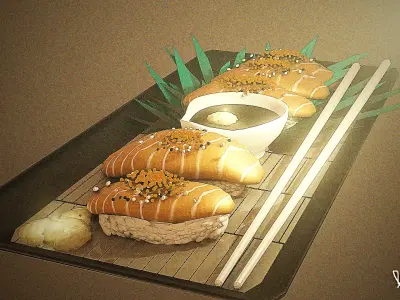 salmon sushi 3D model purchase