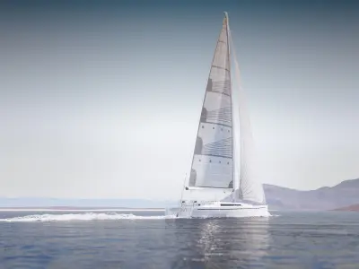 Mid size sailing yacht 3D model