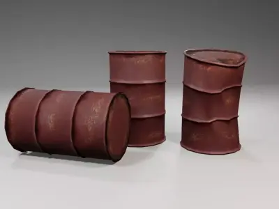 Old Rust Drums and Damaged Drums - Tambor Velho Low-poly 3D model