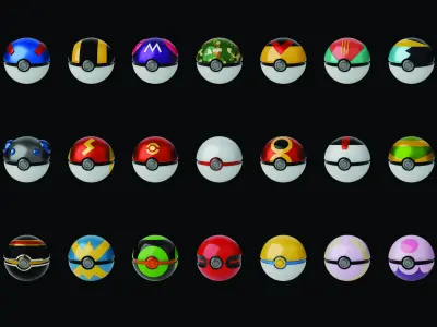 Pokeballs Collection - 27 different models  Low-poly 3D model