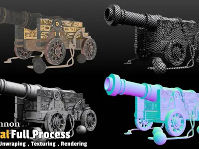 Old Cannon Low-poly 3D model from CGTrader