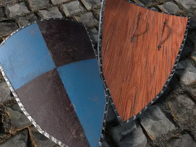 Medieval round shield with coat of arms 10 Low-poly 3D model