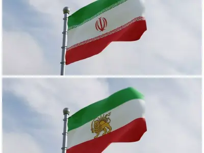 Animated Iran Flags  3D model