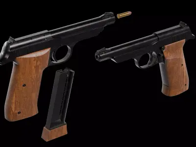 Walther Olympia Pistol 22 LR Low-poly 3D model