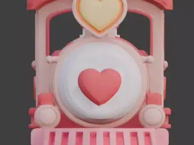 Stylized 3D Valentine Train Model Low-poly 3D model