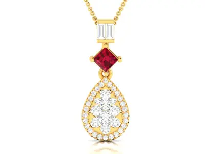 Princess Stone Pendant Women 3dm STL FBX OBJ Render Details 3D print model