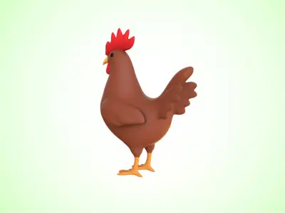 Cartoon Chicken Cute 03 Low-poly 3D model