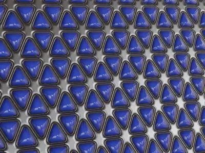 Blue Padded Triangular Sci-Fi Wall Panel PBR Seamless Texture