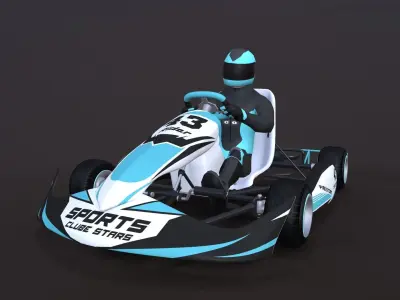 4LowPolyKartsWithPlayerPack1 go - kart racer Low-poly 3D model