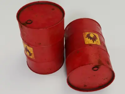 Oil Rusty Barrel - Green and Red Low-poly 3D model