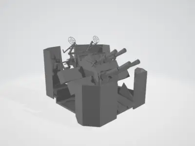 British AA Pom Pom Anti-Aircraft Gun 3D print model