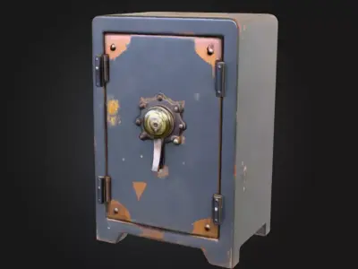 Vintage Industrial Safe Low-poly 3D model