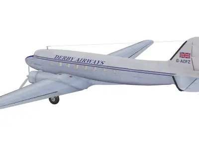 Douglas DC-3 Low-poly 3D model