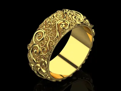 Gold ring with a pattern 16388 3D print model