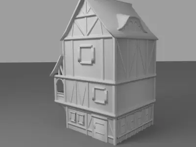 Medieval Town House Low-poly 3D model