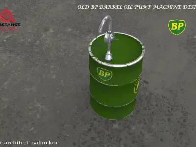  OLD BP BARREL OIL PUMP DESIGN Low-poly 3D model