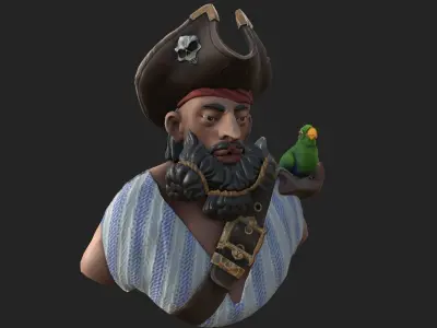 Pirate and Parrot Low-poly 3D model