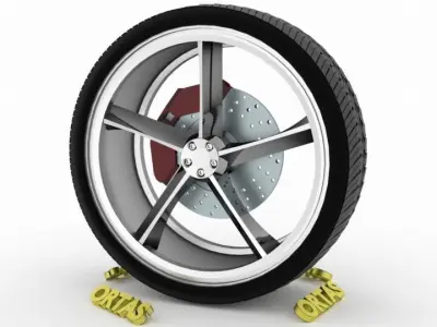 ORTAS CAR WHEEL RIM 127 GAME READY WHEEL RIM TIRE 3D model