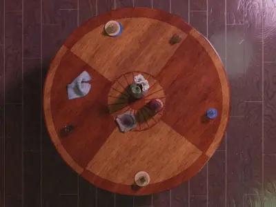 Vintage Table Set Low-poly 3D model