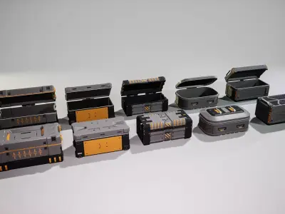 Ammo Boxes Props Low-poly 3D model