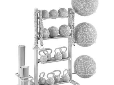 Fitness accessories rack 3D model