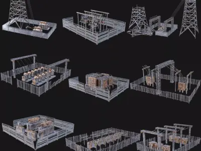 POST APO POWER STATION IMPROVISED ENERGY GENERATOR BATTERY Low-poly 3D model