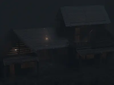 Horror Scene House Low-poly 3D model