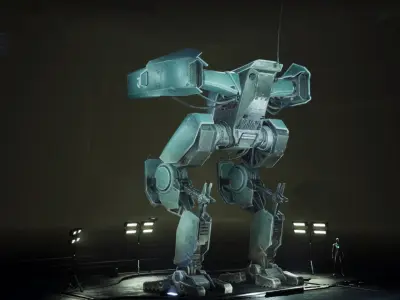 Sci-fi Mecha Grig game ready rigged Low poly robot  Low-poly 3D model
