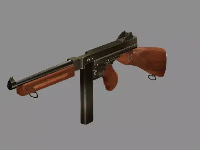 M1A1 Submachine Gun Low-poly 3D Model Low-poly 3D model