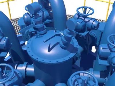 hidrociclones water treatment plant with stairs and ladders 3D model