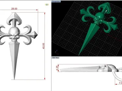Orden Santiago Cross Amulet Skull 3D print model