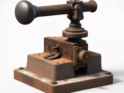 Rusty Industrial Lever Mechanism 3D model