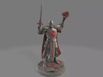Warrior Knight in Victorious Pose 3D model