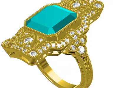 Vintage Art Deco Style Ring 2 3D print model