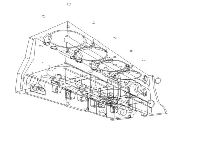 engine block with four cylinders 3D model