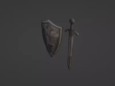 Medieval Sword and Shield Set 3D model