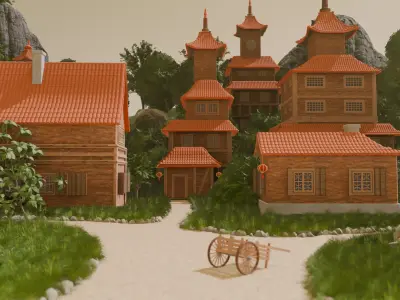Mountain River Village 3D model purchase