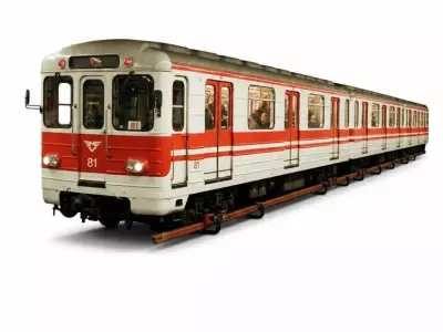 Soviet-Era 81717 Subway Train Classic Red and White Metro  3D model