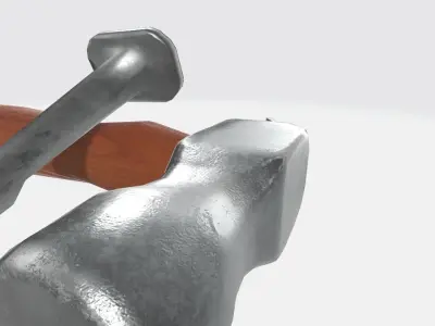 Hammer and chisel Low-poly 3D model