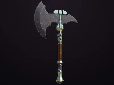 Battle Axe 08 All PBR Unity UE Textures Included Low-poly 3D model