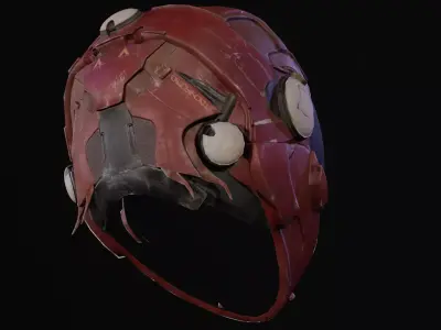 Sci-fi Helmet Low-poly 3D model 9