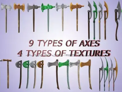 Lowpoly AXE PACK Low-poly 3D model