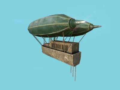 Steampunk Airship - Sci-Fi Aircraft 05 - Flying Ship Low-poly 3D model