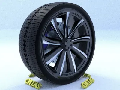 ORTAS CAR RIM 59 GAME READY RIM TIRE AND DISC 3D model